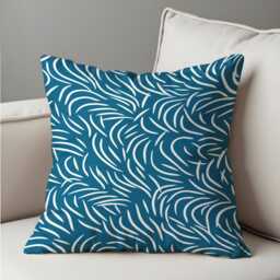 Teal Abstract Cushion Cover, Modern Line Pattern Pillow Case, Contemporary Sofa Decorative Throw Pillowcase - thumbnail 4