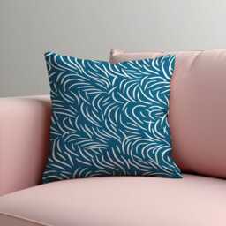 Teal Abstract Cushion Cover, Modern Line Pattern Pillow Case, Contemporary Sofa Decorative Throw Pillowcase - thumbnail 2