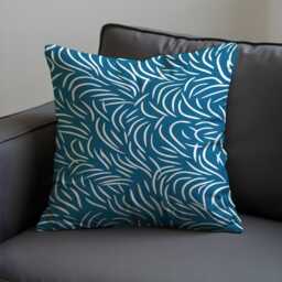 Teal Abstract Cushion Cover, Modern Line Pattern Pillow Case, Contemporary Sofa Decorative Throw Pillowcase - thumbnail 3