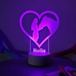 Personalised Horse & Girl Led Night Light Equestrian Engraved Lamp - thumbnail 1
