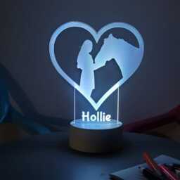 Personalised Horse & Girl Led Night Light Equestrian Engraved Lamp - thumbnail 2
