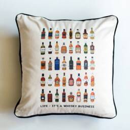 Varieties Of Whisky Cushion, Home Bar Decor, Room Cushion Cover, Gift For A Lover, Gift, Man Cave Decor - thumbnail 2