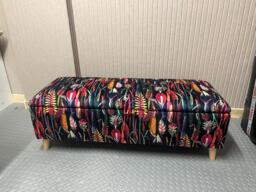 Botanical Storage Ottoman, Living Room Velvet Pattern Footstool, Floral Bedroom Box