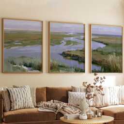 River Delta Trio, Coastal Wetland Wall Art Set - thumbnail 4