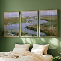 River Delta Trio, Coastal Wetland Wall Art Set - thumbnail 2