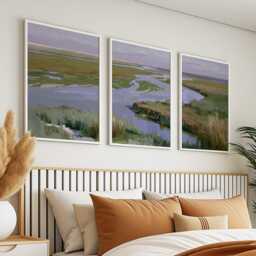 River Delta Trio, Coastal Wetland Wall Art Set - thumbnail 3