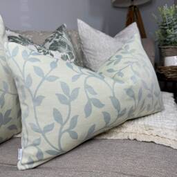 Duck Egg Leaf Design Cushion Cover, Decorative Sofa Pillow Modern Countryside Rectangle Scatter - thumbnail 1