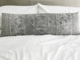 Chinese Batik Pillow Cover, Vintage, Grey - thumbnail 1