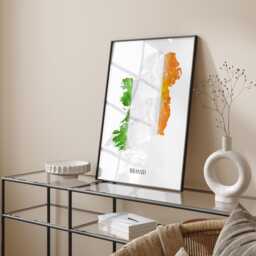 Ireland Watercolour Flag Map Wall Art Print - Travel Poster - thumbnail 1