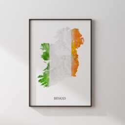 Ireland Watercolour Flag Map Wall Art Print - Travel Poster - thumbnail 3