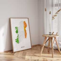 Ireland Watercolour Flag Map Wall Art Print - Travel Poster - thumbnail 2