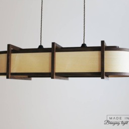 Walnut & Ash Wood Chandelier, Modern Kitchen Island Lighting - thumbnail 2
