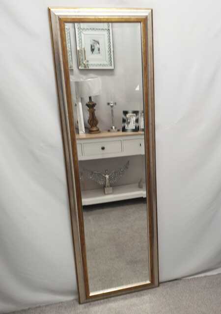 Full Length Tall Antique Silver & Gold Wood Frame Wall Mirror Rectangular 165x53cm - image 1
