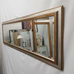 Full Length Tall Antique Silver & Gold Wood Frame Wall Mirror Rectangular 165x53cm - thumbnail 4