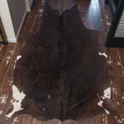 Brown & White Cowhide Rug Extra Large Hair-On Leather Accent - 78x66 Inches - thumbnail 2