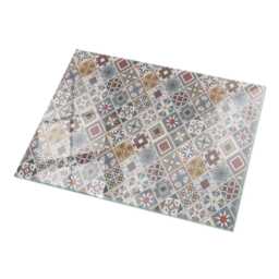 Mosaic With Ornaments Glass Table Top, Gray Cover, Scratch-Resistant Layer, Modern Tabletop - thumbnail 2