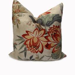 Thibaut Anna French Manor Collection Villeneuve Coral On Flax Double Sided Cushion Cover Pillow Cover - thumbnail 2
