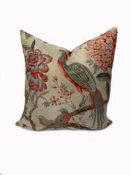 Thibaut Anna French Manor Collection Villeneuve Coral On Flax Double Sided Cushion Cover Pillow Cover - thumbnail 1