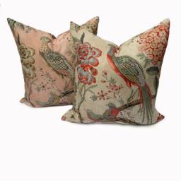 Thibaut Anna French Manor Collection Villeneuve Coral On Flax Double Sided Cushion Cover Pillow Cover - thumbnail 3