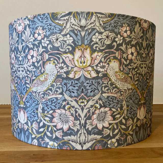 Vintage-Inspired Strawberry Thief Lampshade in Slate Grey - image 1