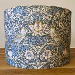 Vintage-Inspired Strawberry Thief Lampshade in Slate Grey - thumbnail 1