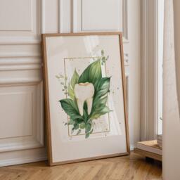 Dental Wall Art Print - Botanical Teeth Illustration Modern Dentist Office D??cor Anatomy Medical - thumbnail 1