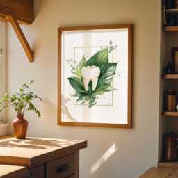 Dental Wall Art Print - Botanical Teeth Illustration Modern Dentist Office D??cor Anatomy Medical - thumbnail 3