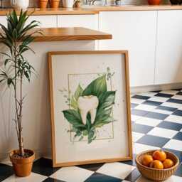 Dental Wall Art Print - Botanical Teeth Illustration Modern Dentist Office D??cor Anatomy Medical - thumbnail 2