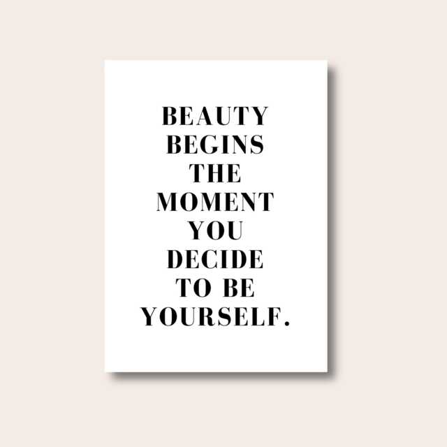 Beauty Begins Print - Bedroom Inspirational Quote Modern Wall Decor Living Room Typography - image 1