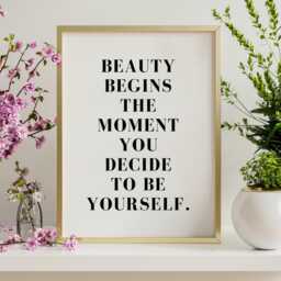 Beauty Begins Print - Bedroom Inspirational Quote Modern Wall Decor Living Room Typography - thumbnail 2
