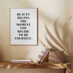 Beauty Begins Print - Bedroom Inspirational Quote Modern Wall Decor Living Room Typography - thumbnail 3
