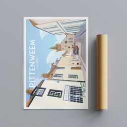 Pittenweem Scotland Art Print East Neuk Clock Tower Illustration - thumbnail 2