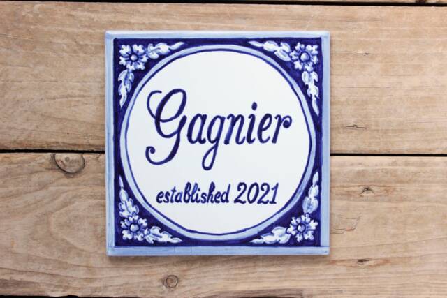 Blue Flowers Custum House Sign, Name Plaque, Garden Adress Sign For Home, Personalized Home - image 1