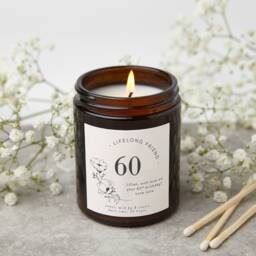 Personalised 60Th Birthday Candle Gift Floral Soy Wax Apothecary Jar - thumbnail 1