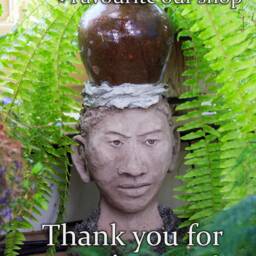 Garden Sculpture - Outdoor Wall Art Concrete Face Decor - thumbnail 4