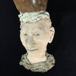 Garden Sculpture - Outdoor Wall Art Concrete Face Decor - thumbnail 3