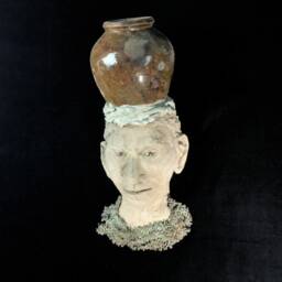 Garden Sculpture - Outdoor Wall Art Concrete Face Decor - thumbnail 2