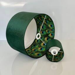 New Luxury Hq Double Sided Bottle Green Velvet & Peacock Feathers Combination Lamp Shade Pendant Light All Shapes Sizes - thumbnail 3