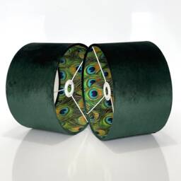 New Luxury Hq Double Sided Bottle Green Velvet & Peacock Feathers Combination Lamp Shade Pendant Light All Shapes Sizes - thumbnail 2