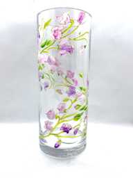Hand Painted Sweetpea Glass Vase Floral Home Decor - thumbnail 1