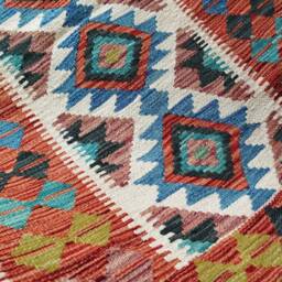Handmade Kilim Rug, Artisan Afghan Turkish Navajo Geometric Wool Rug 127x83 cm - thumbnail 3
