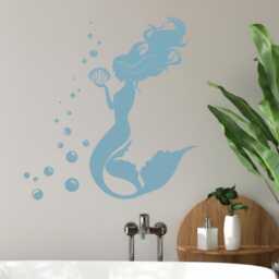 Mermaid Wall Decals For Girly Bathroom Decor Or Girls Nursery, Sticker Perfect Artwork - thumbnail 1