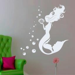 Mermaid Wall Decals For Girly Bathroom Decor Or Girls Nursery, Sticker Perfect Artwork - thumbnail 2