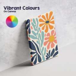 Abstract Coral & Orange Daisy Botanical Cutout Design Canvas Wall Art Print Decor Picture Ready To Hang - thumbnail 4