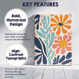 Abstract Coral & Orange Daisy Botanical Cutout Design Canvas Wall Art Print Decor Picture Ready To Hang - thumbnail 2