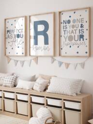 Set Of 3 Boys Bedroom Prints, Nursery Positive Playroom, Man Cave, Wall Art, Affirmation, Personalised - thumbnail 1