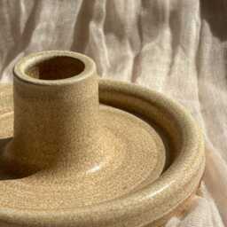 Cream Candlestick Holder, Neutral Candle Gift Homeware, Boho Home Decor, Speckled Stick Holder - thumbnail 2