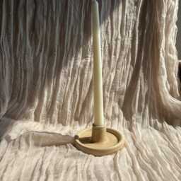 Cream Candlestick Holder, Neutral Candle Gift Homeware, Boho Home Decor, Speckled Stick Holder - thumbnail 3