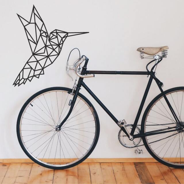 Geometric Hummingbird Vinyl Wall Decal - Modern Bird Stickers - image 1