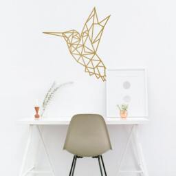 Geometric Hummingbird Vinyl Wall Decal - Modern Bird Stickers - thumbnail 2